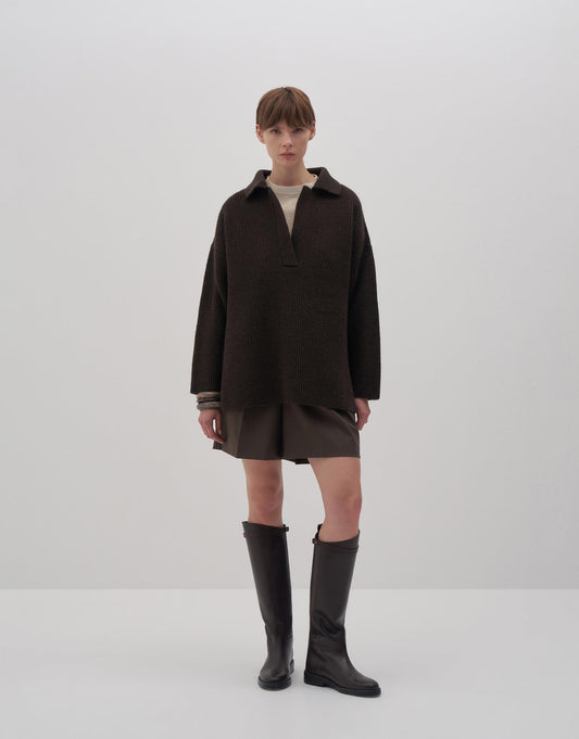 Polo Collar Sweater Brown