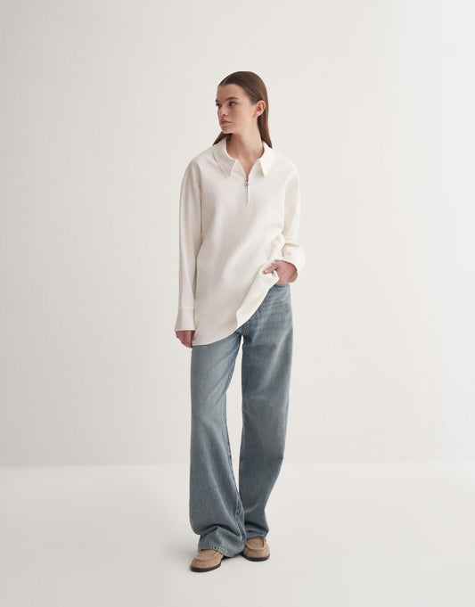 Zippered Sweatshirt Ecru