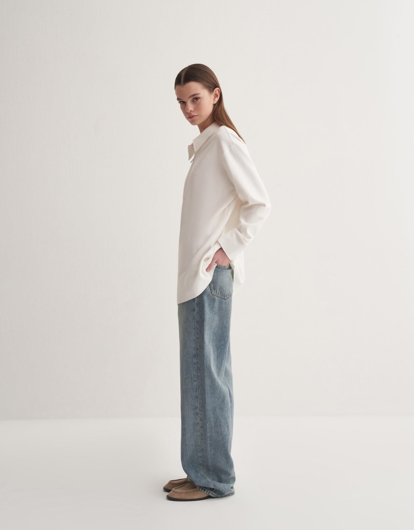 Zippered Sweatshirt Ecru