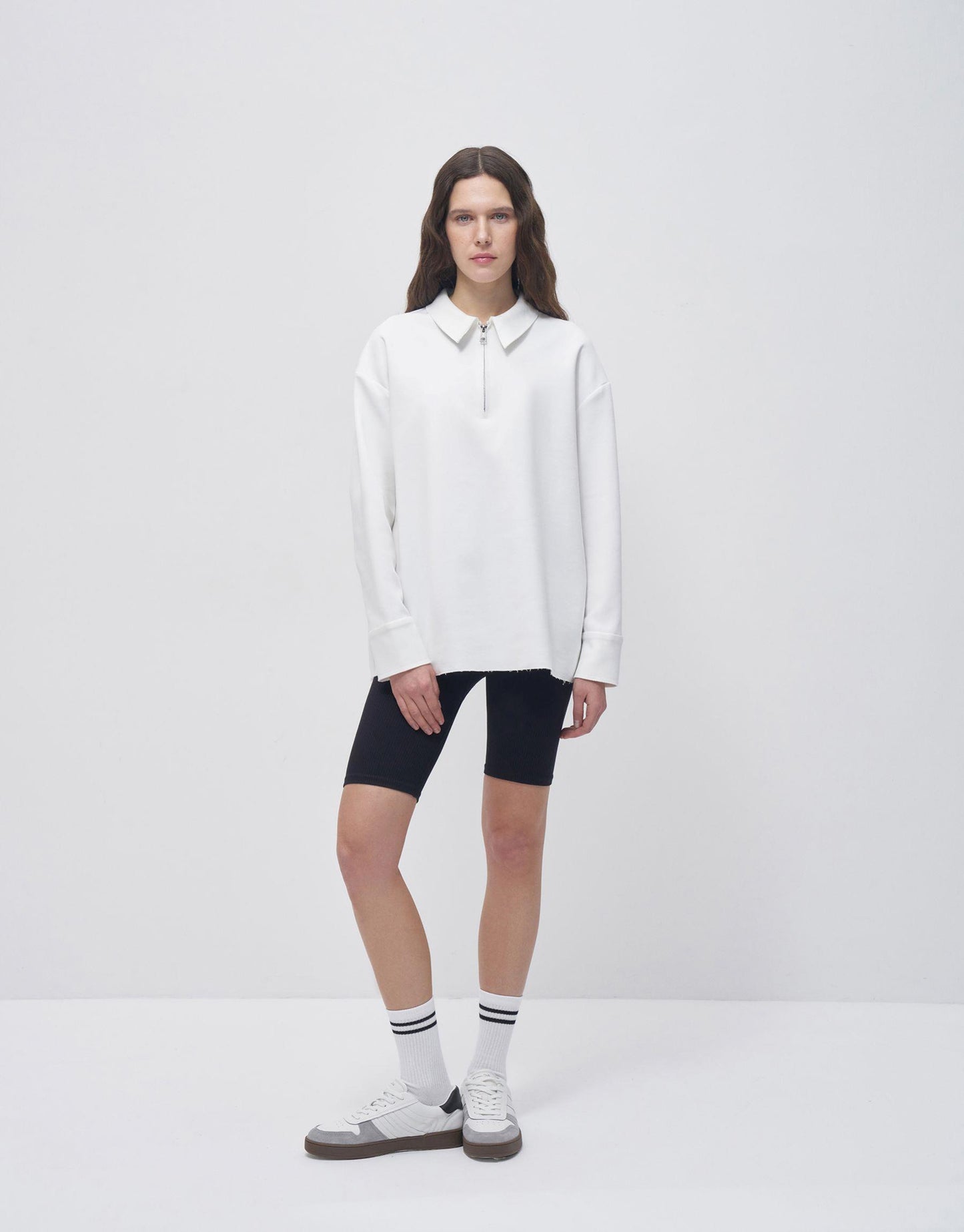 Zippered Sweatshirt Ecru