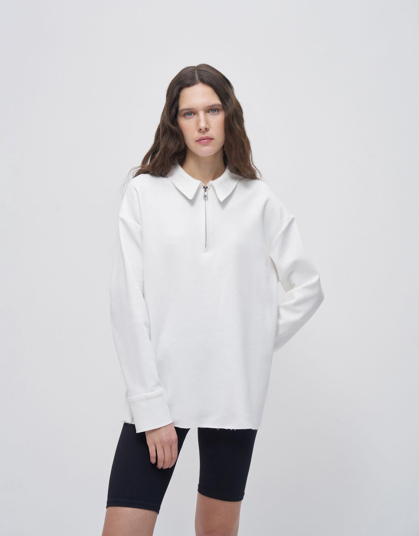Zippered Sweatshirt Ecru