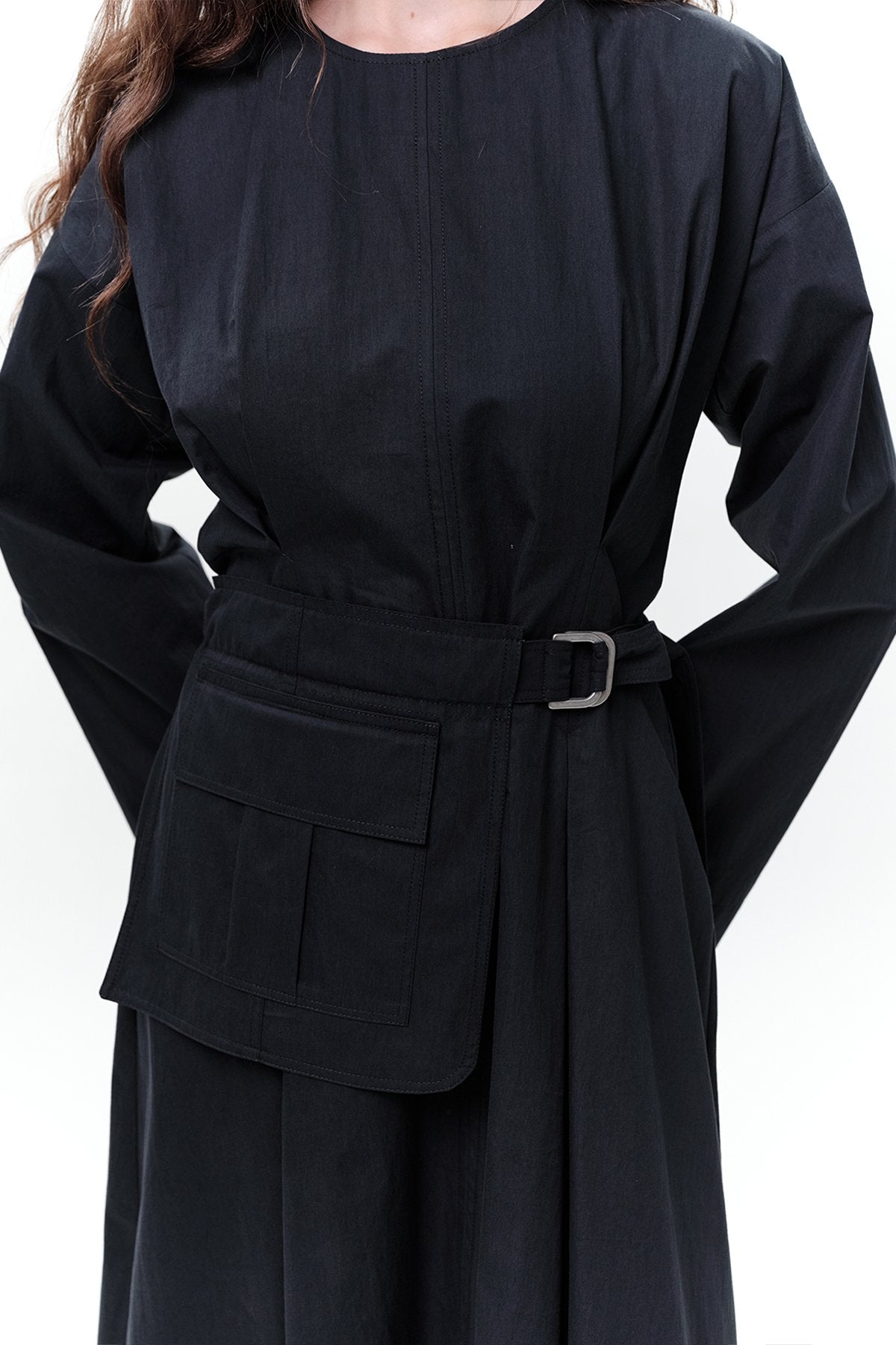 Pocket Belt Detail Dress Midnight Blue
