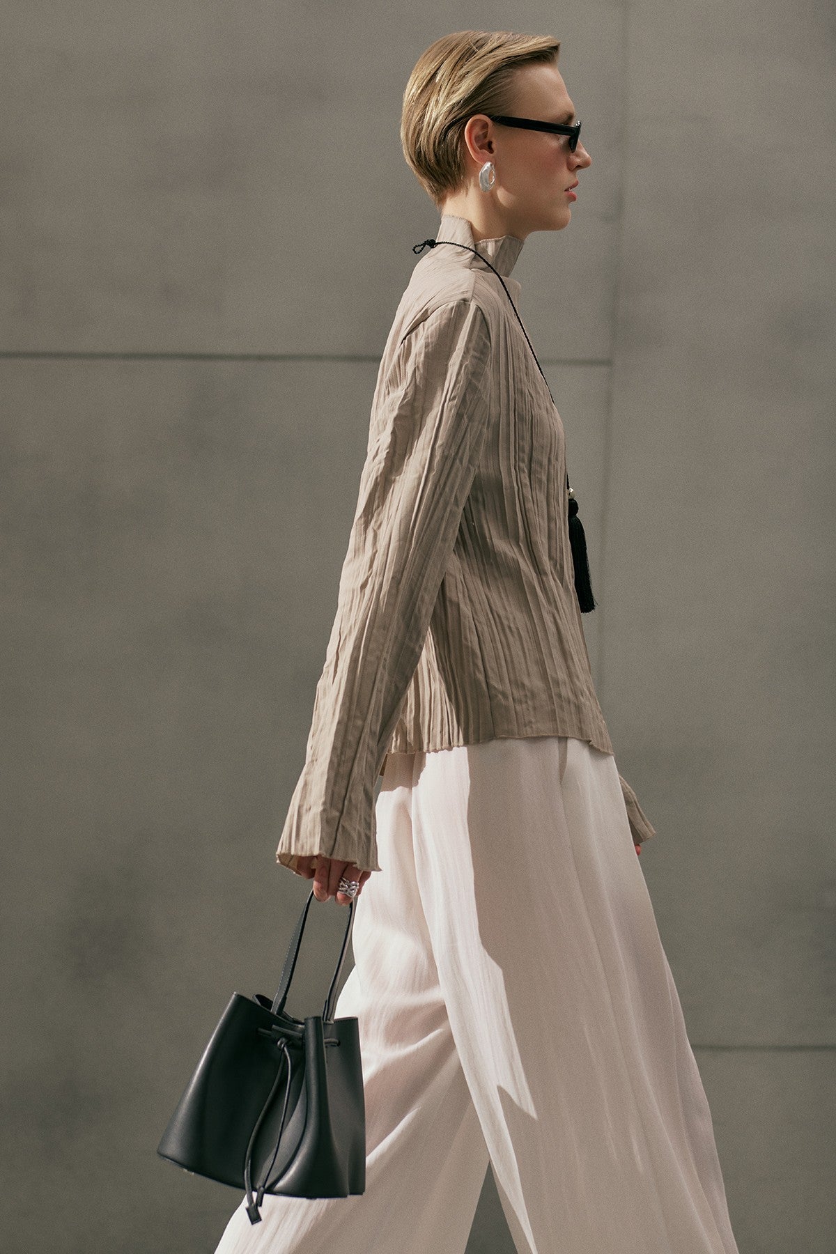 Crush Fabric Blouse Stone