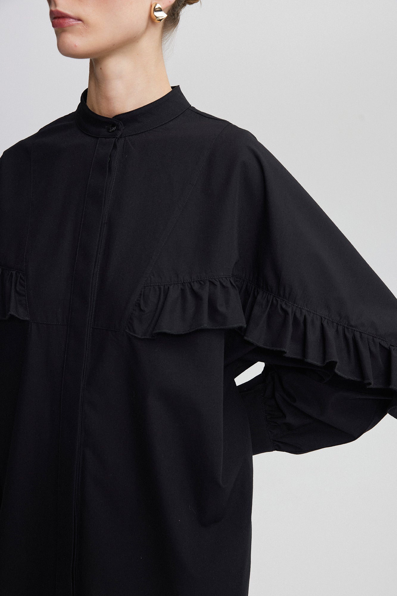 FRILL DETAILED POPLIN SHIRT