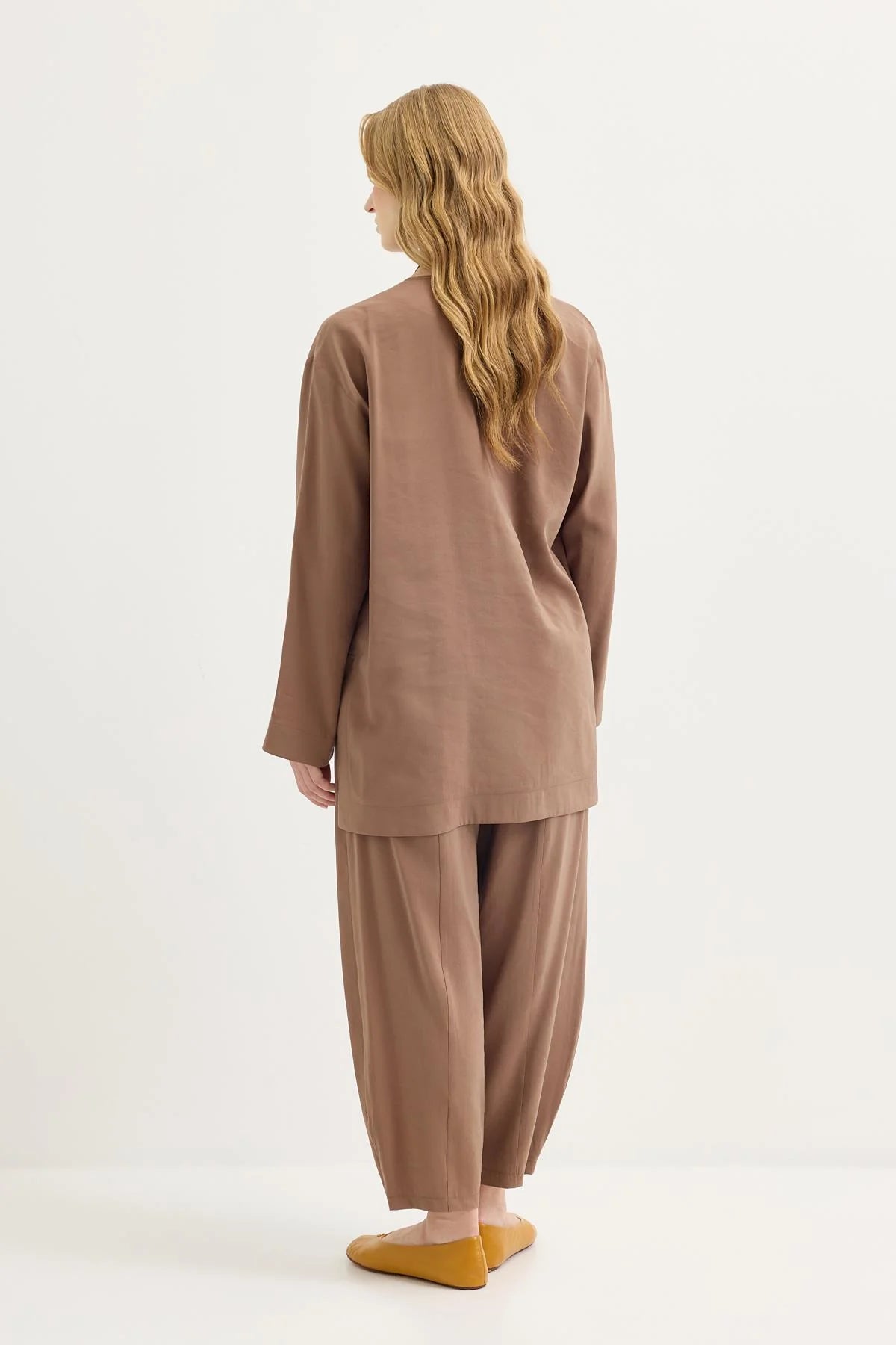 Buttoned Modal Tunic and Pants Set (Earth)