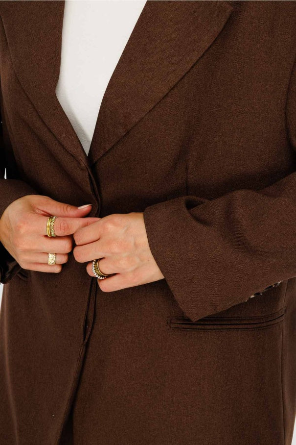 Premium Belted Blazer Brown Jacket