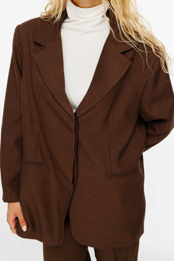 Premium Belted Blazer Brown Jacket