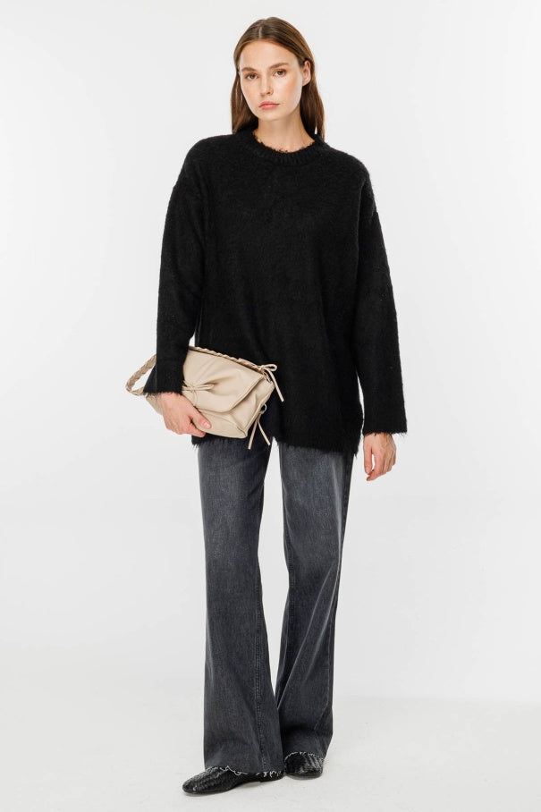 Teddy Textured Black Sweater