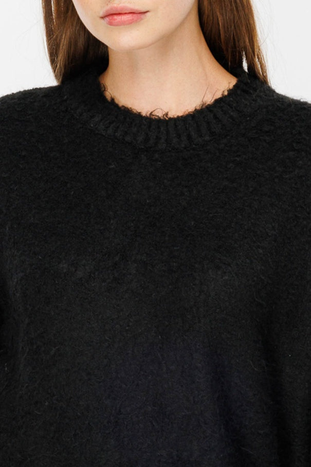 Teddy Textured Black Sweater