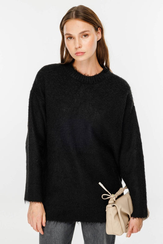 Teddy Textured Black Sweater