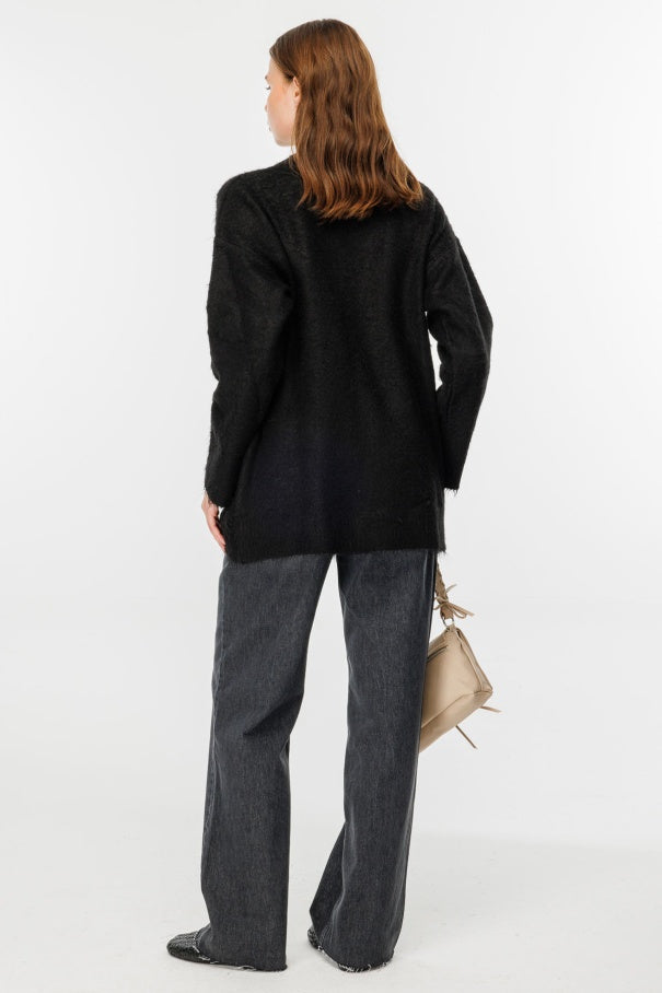 Teddy Textured Black Sweater