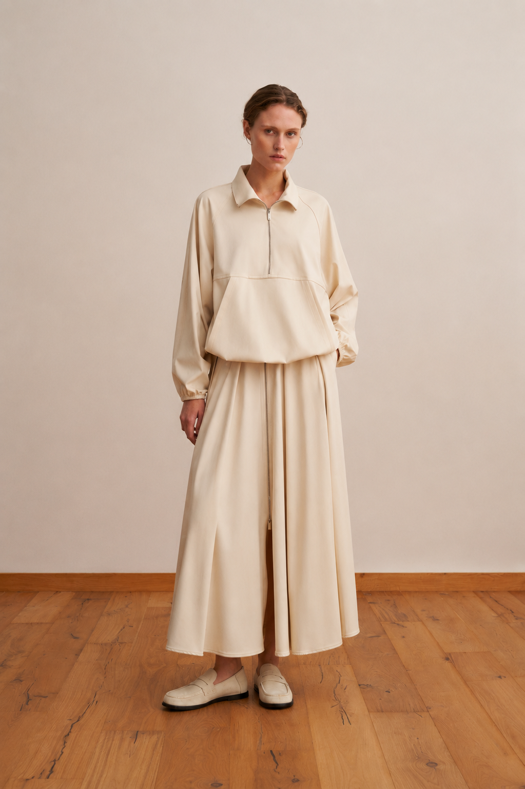 Technical Half Zipped Jacket Cream