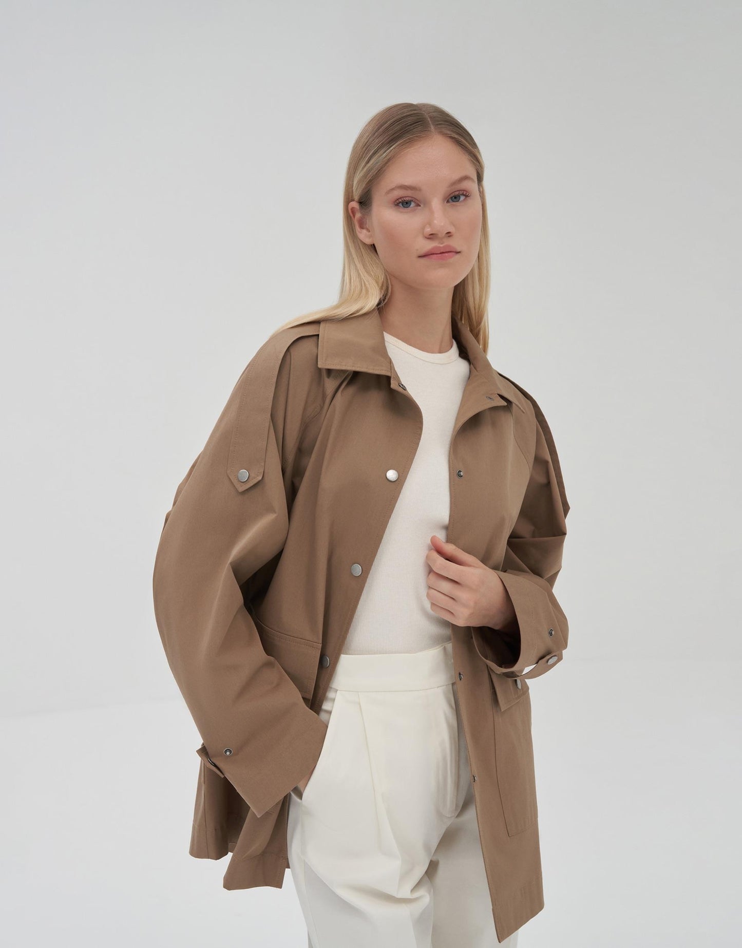 Snap Detail Jacket Mink