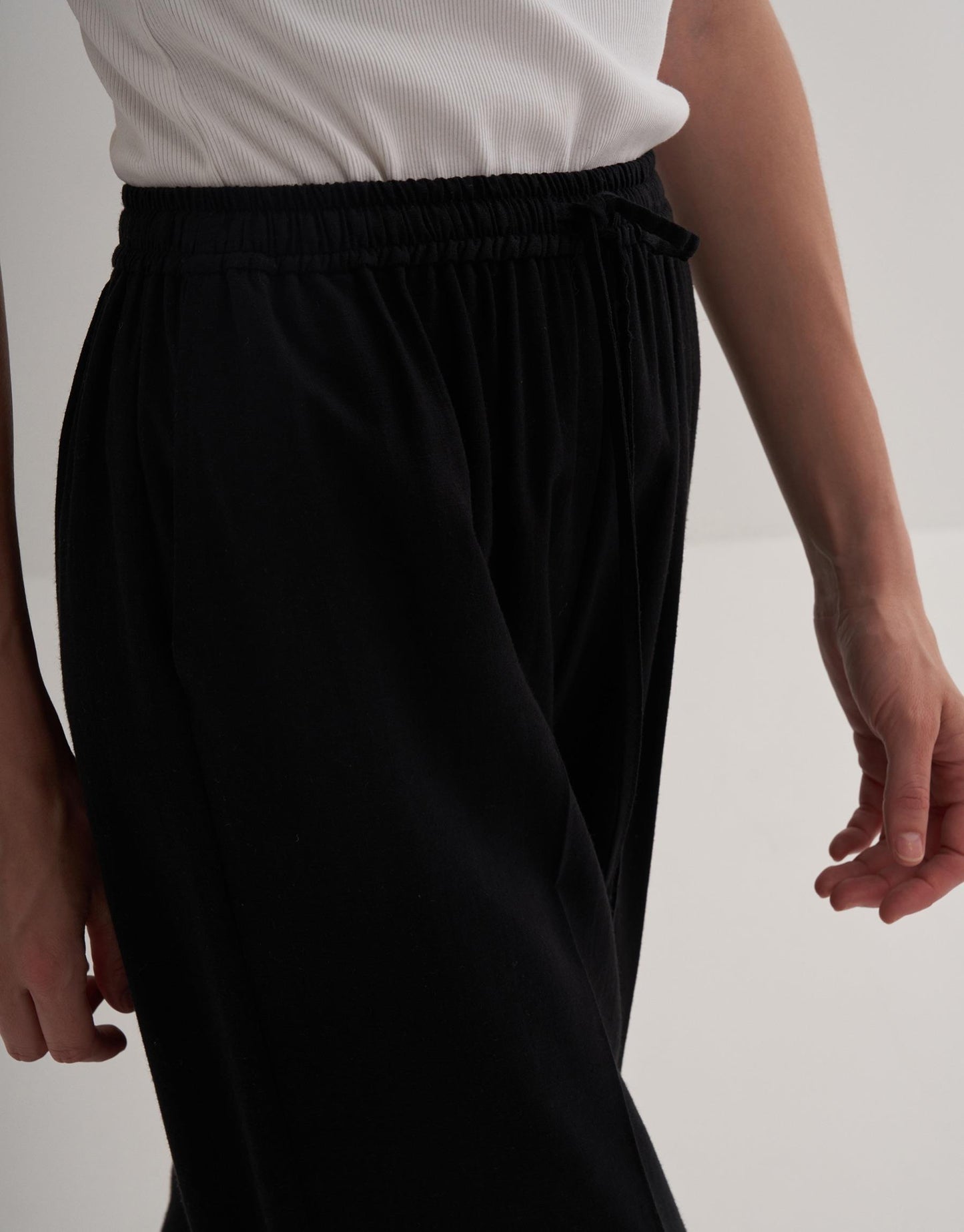 Linen Palazzo Trousers Black