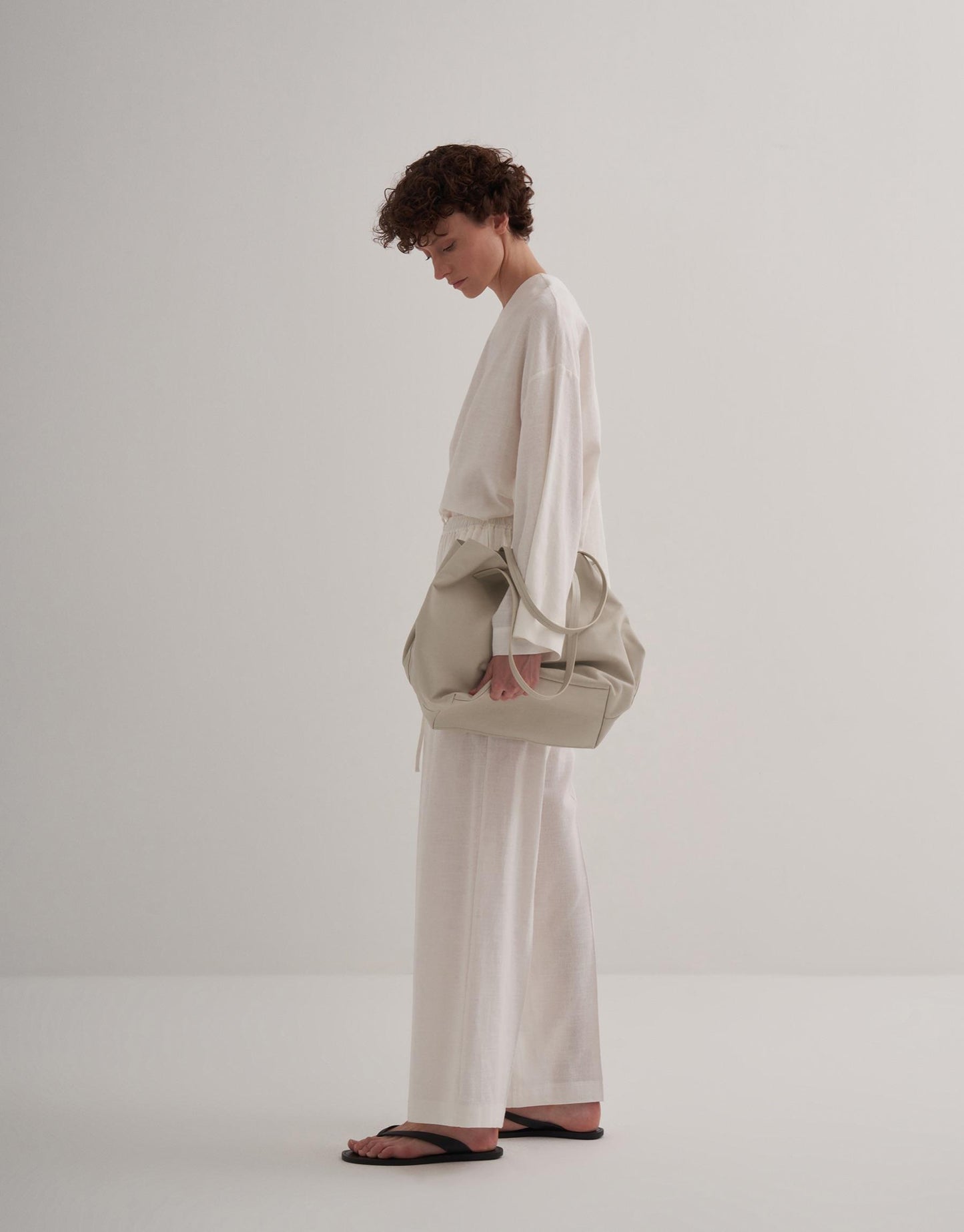Linen Palazzo Trousers Ecru