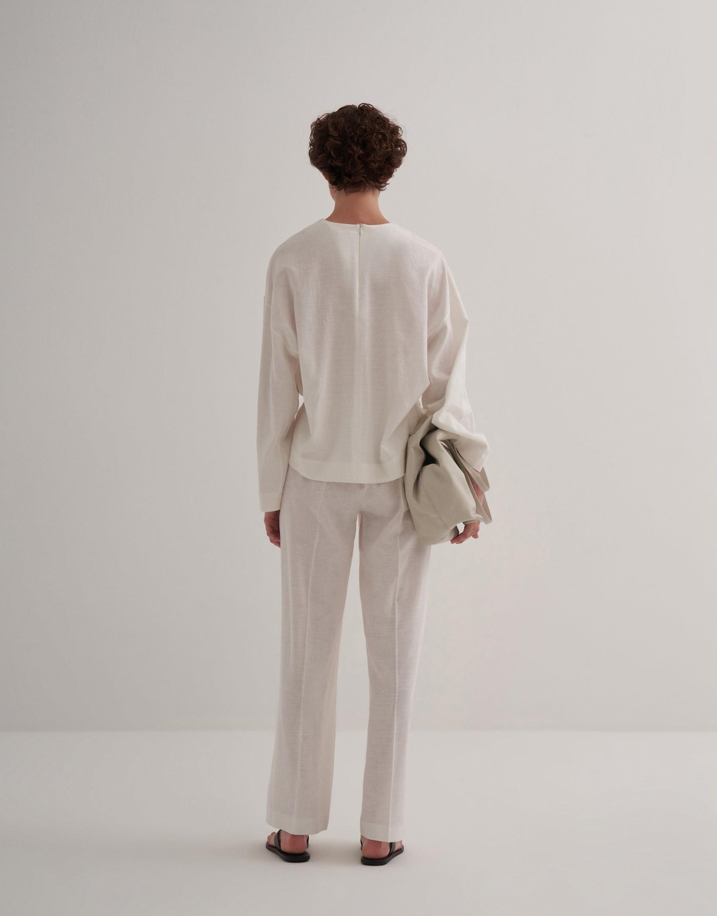 Linen Palazzo Trousers Ecru