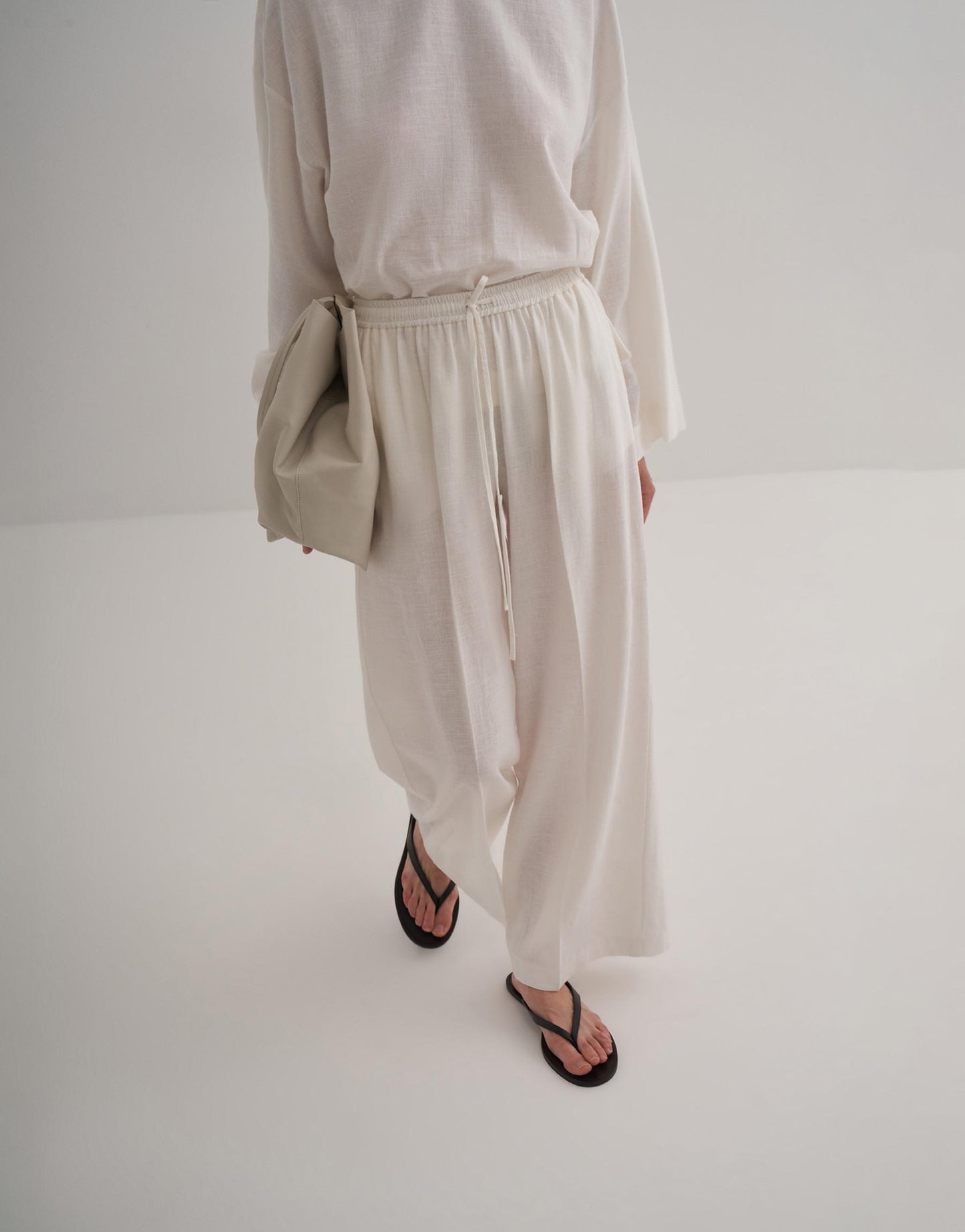 Linen Palazzo Trousers Ecru