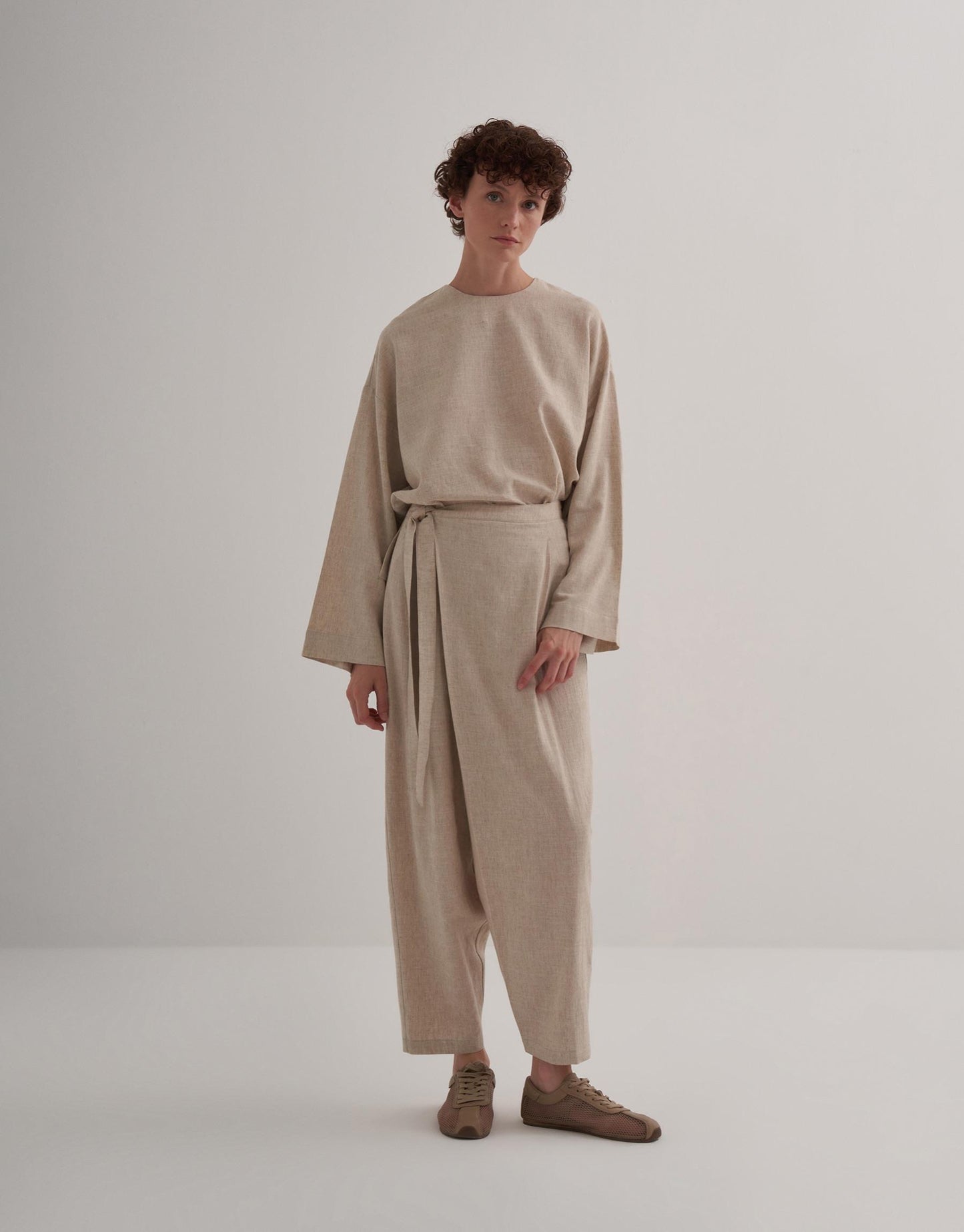 Linen Wrap Trousers Natural
