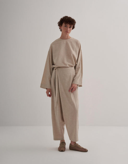 Linen Wrap Trousers Natural