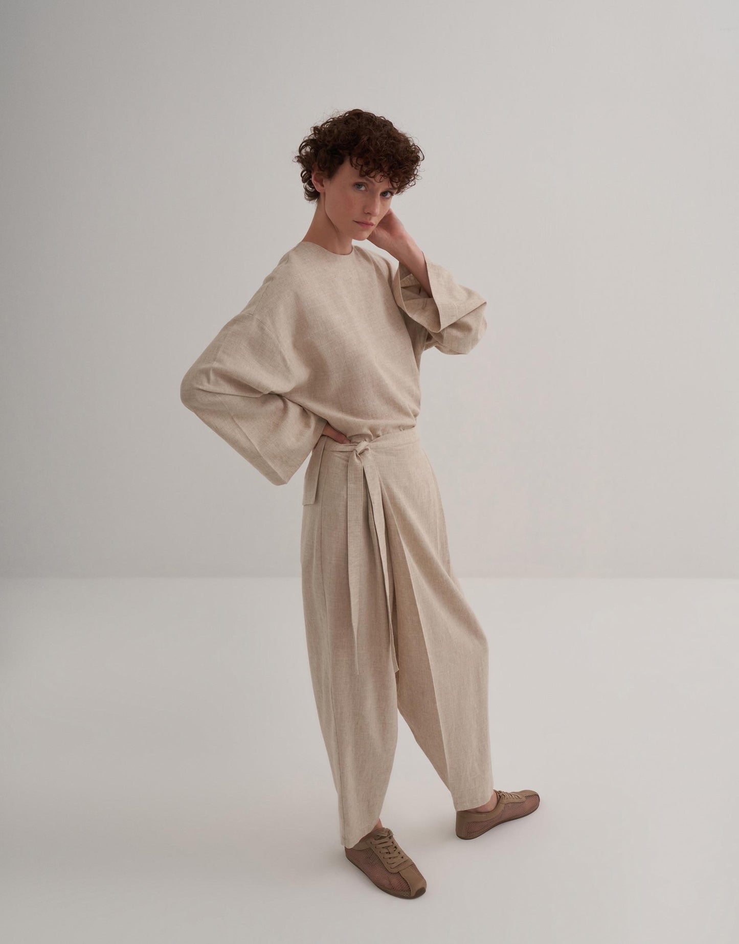 Linen Wrap Trousers Natural
