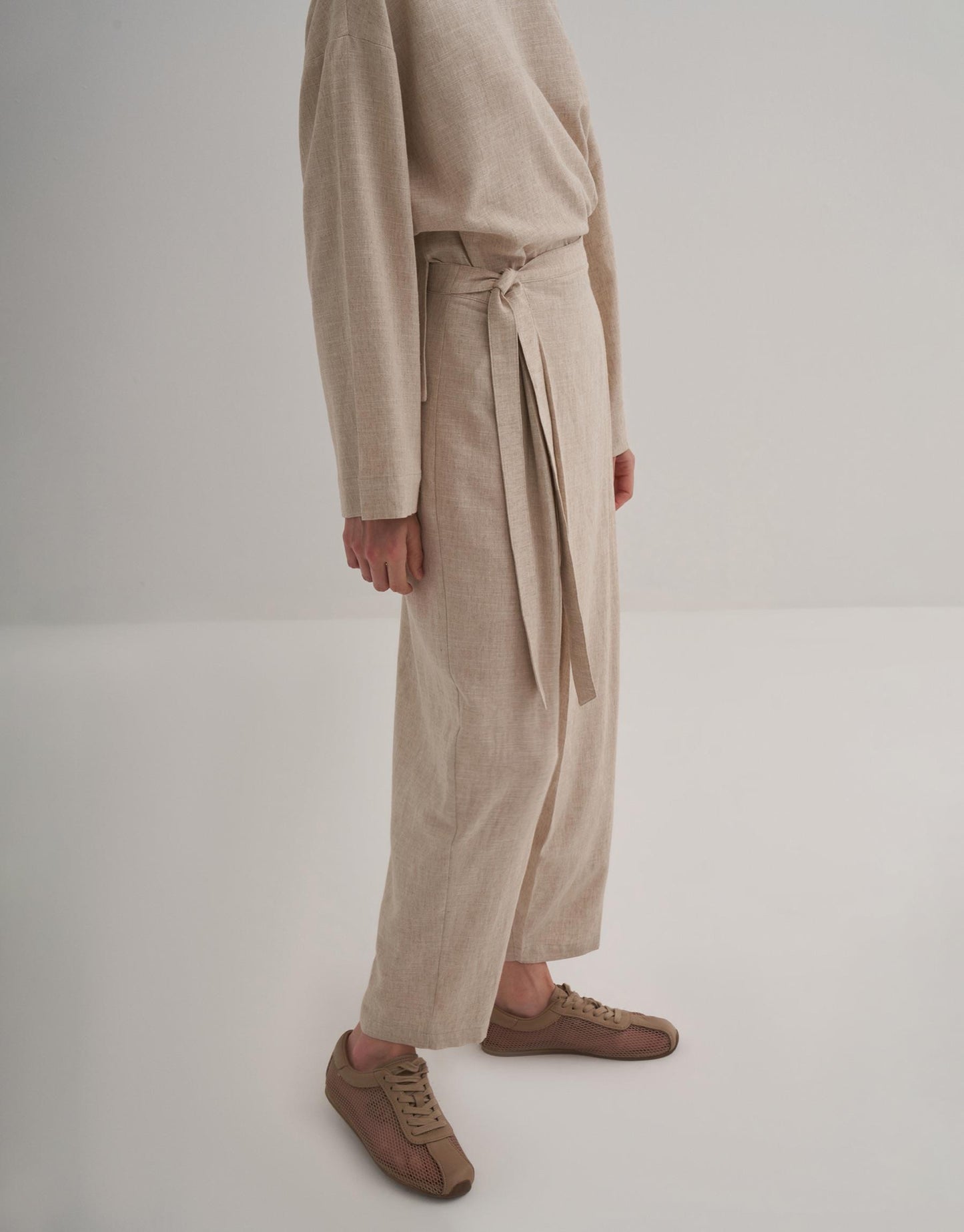 Linen Wrap Trousers Natural