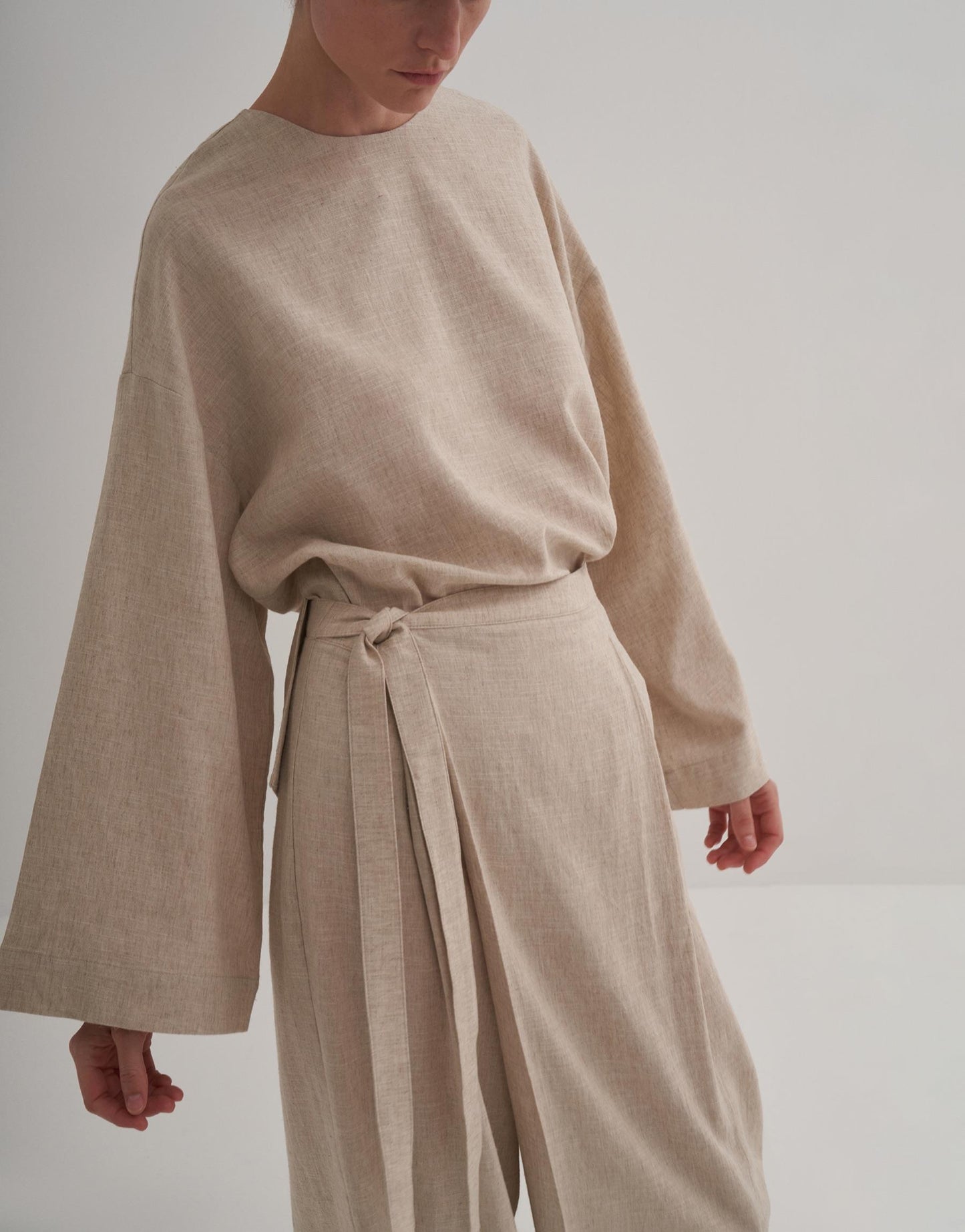 Linen Wrap Trousers Natural