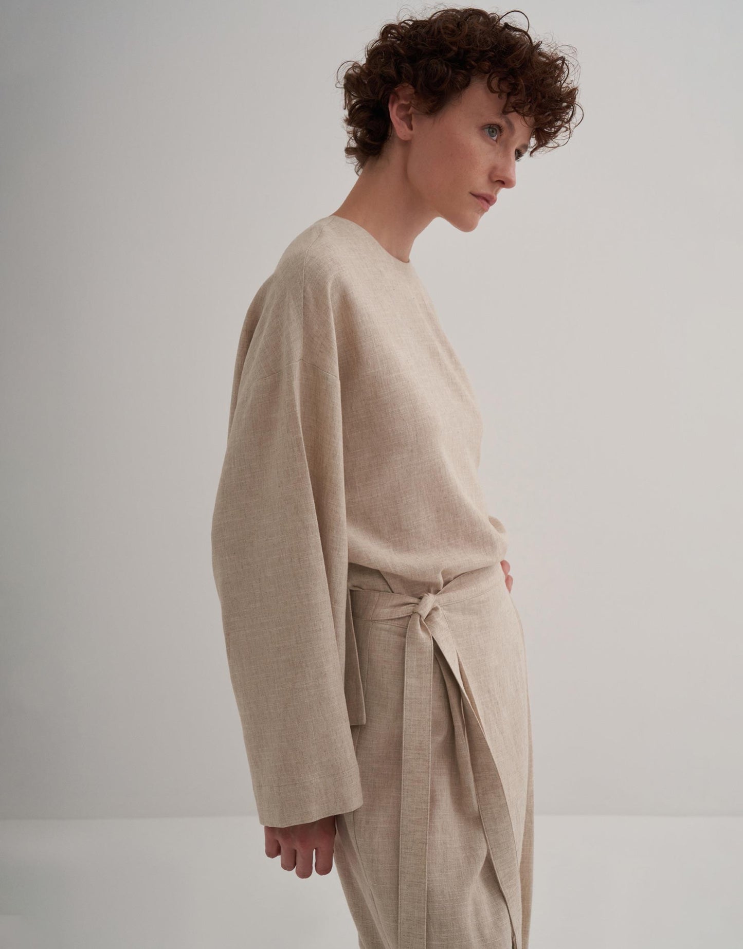 Linen Wrap Trousers Natural