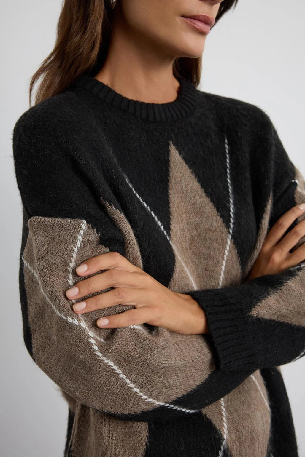Diamond Pattern Knit Sweater Black