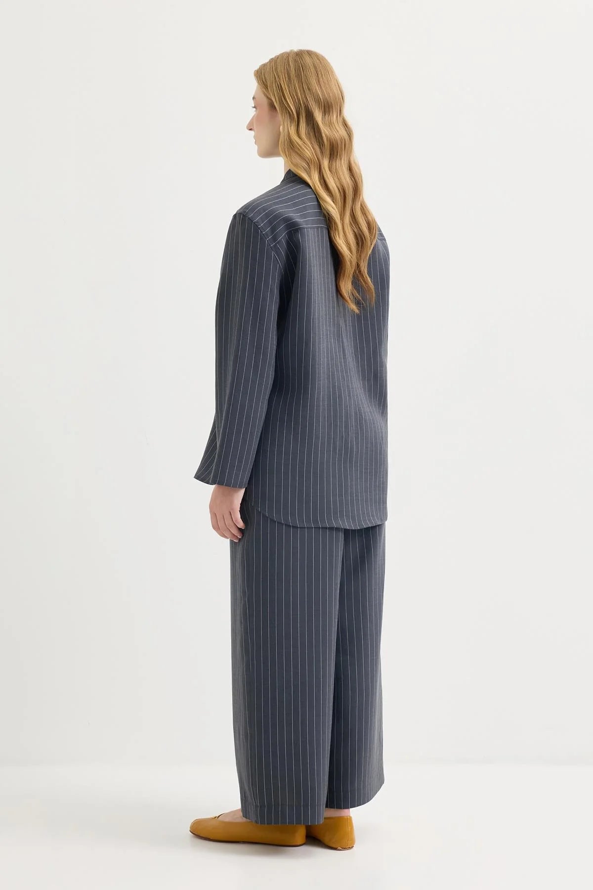 Dory Mandarin Blouse and Trousers Set Indigo