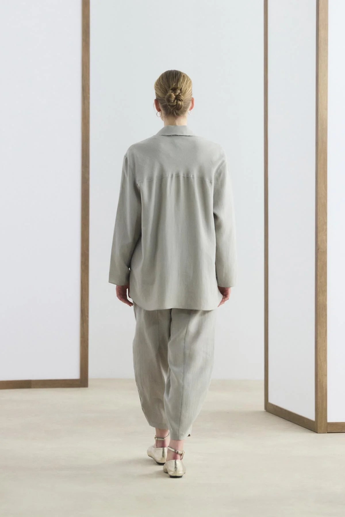 Collar Detail Tencel Tunic Trousers Set