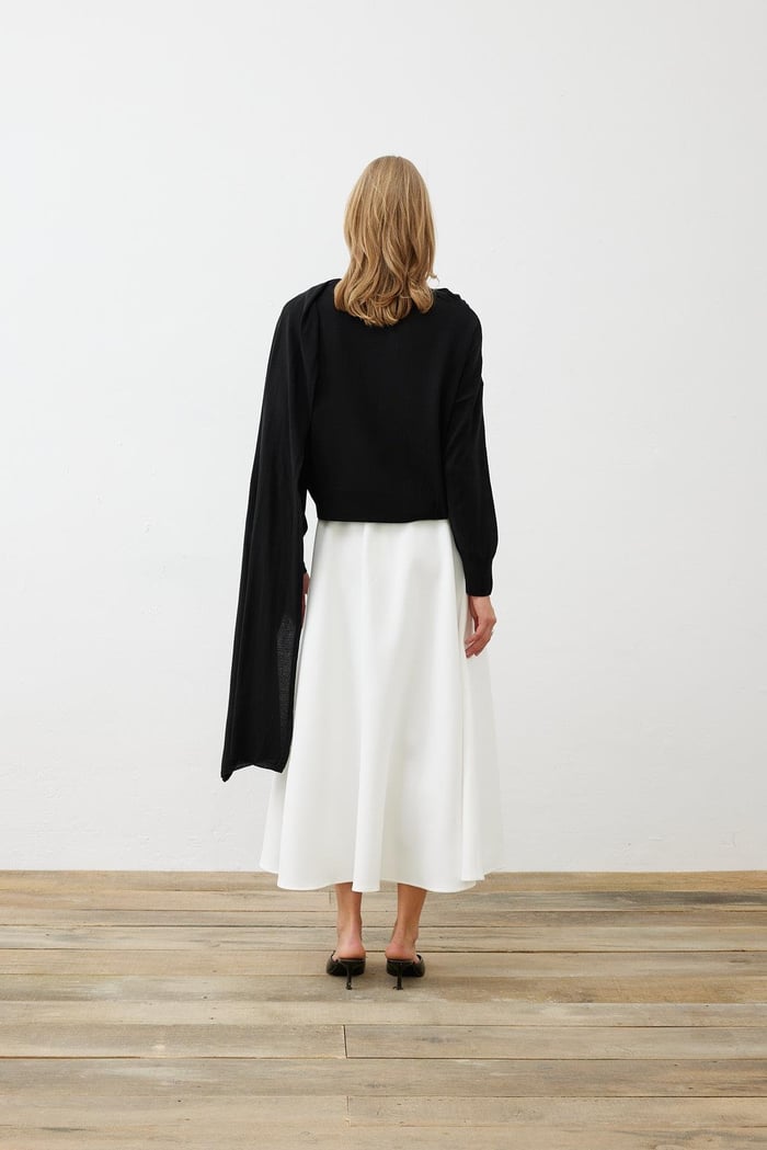 BELLA SHAWL DETAILED KNITWEAR SWEATER BLACK