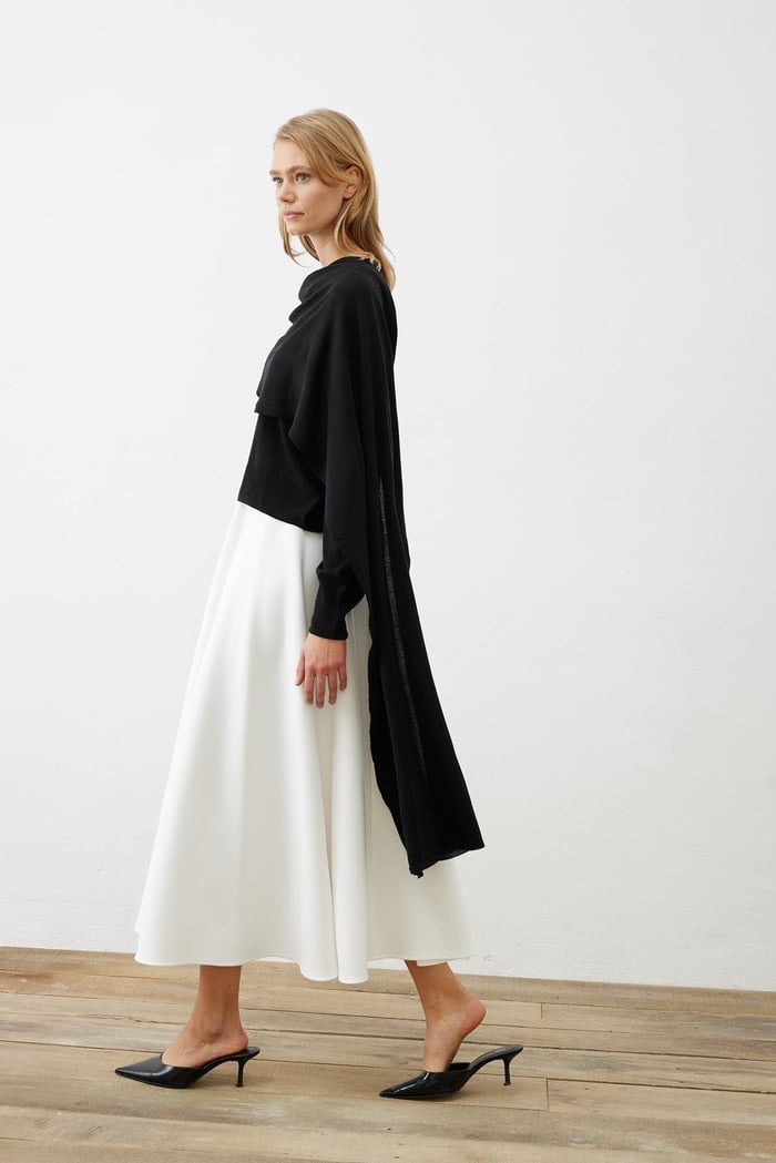 BELLA SHAWL DETAILED KNITWEAR SWEATER BLACK