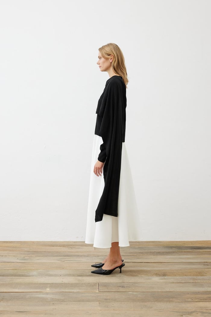 BELLA SHAWL DETAILED KNITWEAR SWEATER BLACK