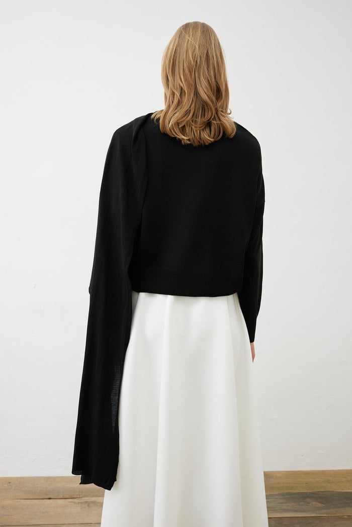 BELLA SHAWL DETAILED KNITWEAR SWEATER BLACK