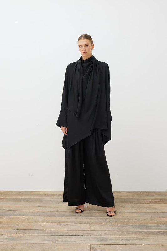 ELENA SATIN PANTS SET BLACK