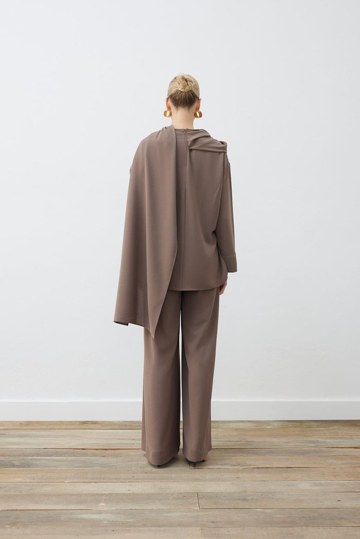 EVA CREPE SHAWL BLOUSE - PALAZZO PANTS SET