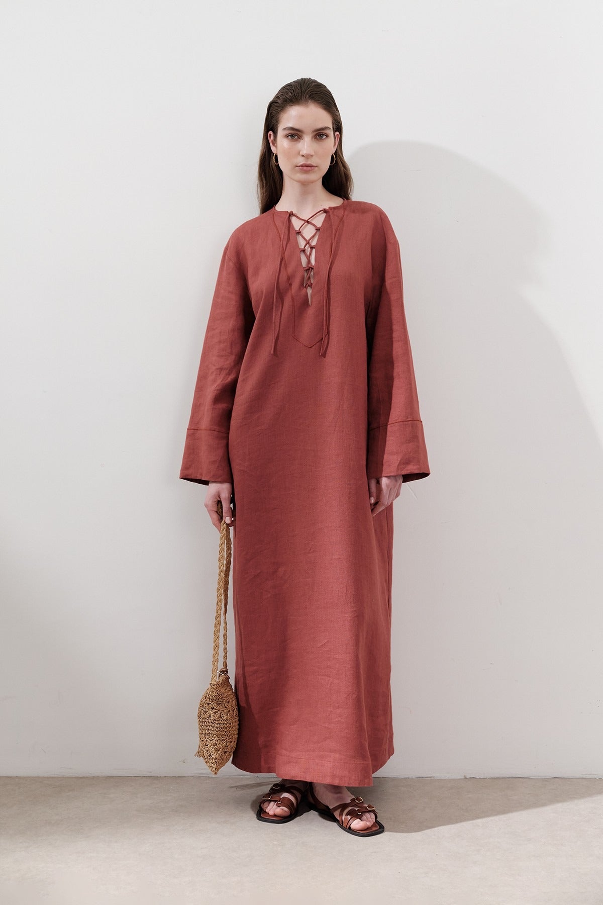 LINEN BINDING DETAIL DRESS TILE