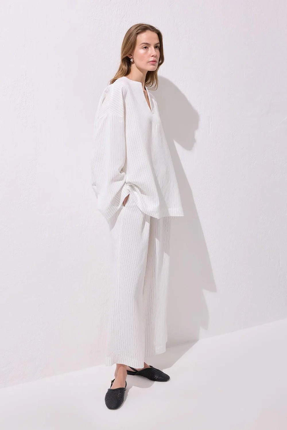 Dory Modal Blouse and Trousers Set Ecru