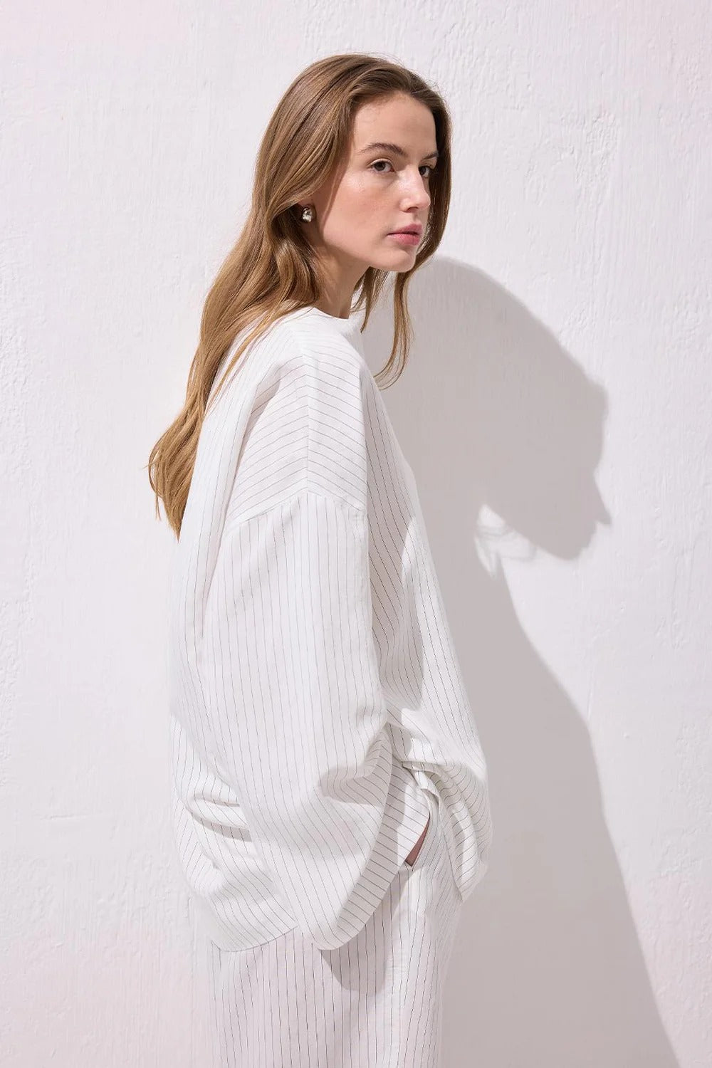 Dory Modal Blouse and Trousers Set Ecru