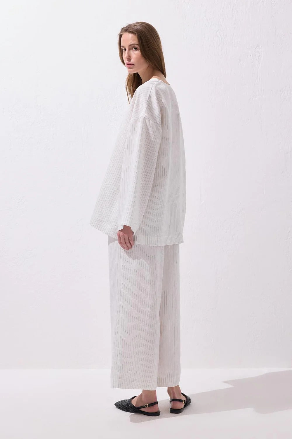 Dory Modal Blouse and Trousers Set Ecru