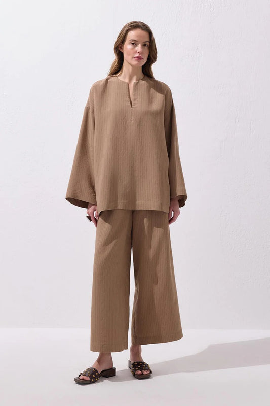 Dory Modal Blouse and Trousers Set Camel