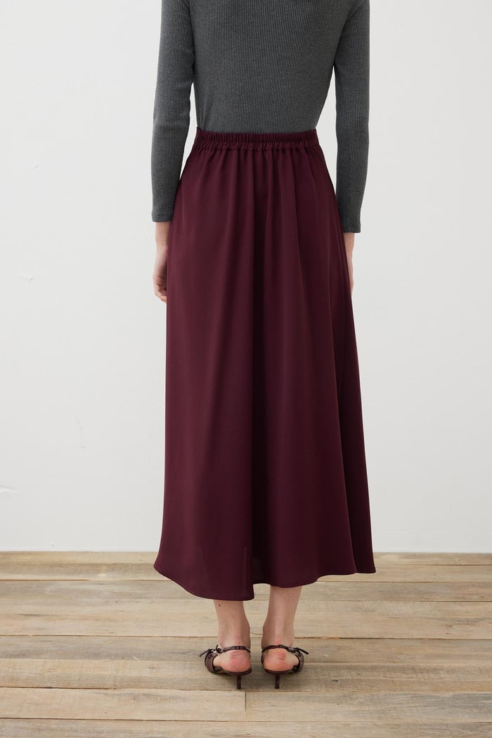 RINA CREPE DIAGONAL SKIRT CLARET RED