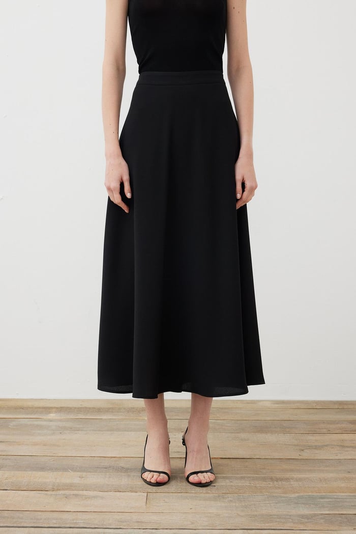 RINA CREPE DIAGONAL SKIRT BLACK