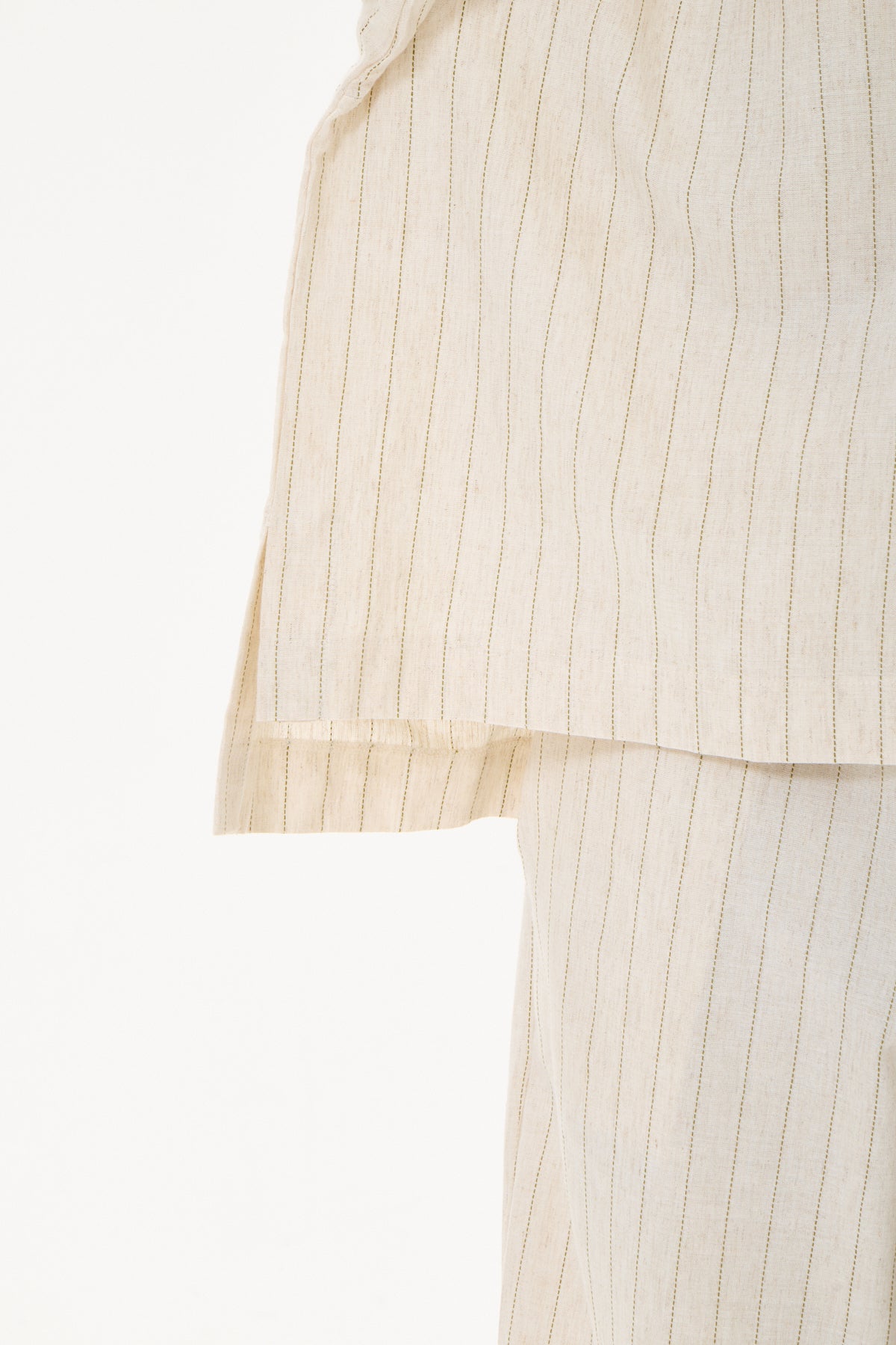 Capri Striped Linen Set Stone