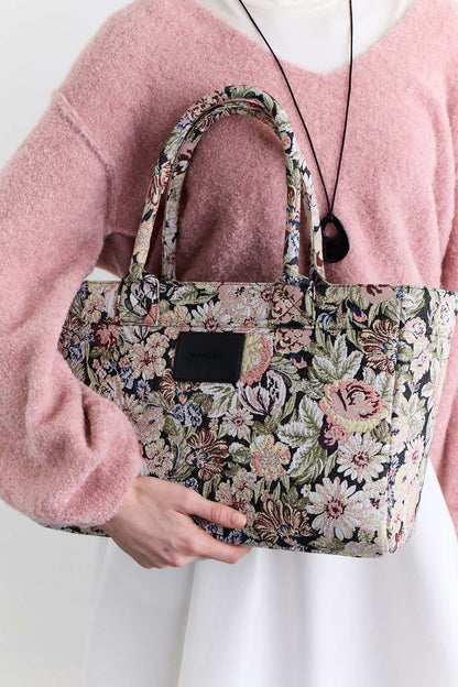 JACQUARD PATTERNED TOTE BAG POWDER