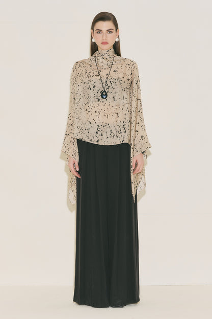 Shawl Detailed Blouse Cape Animal Print