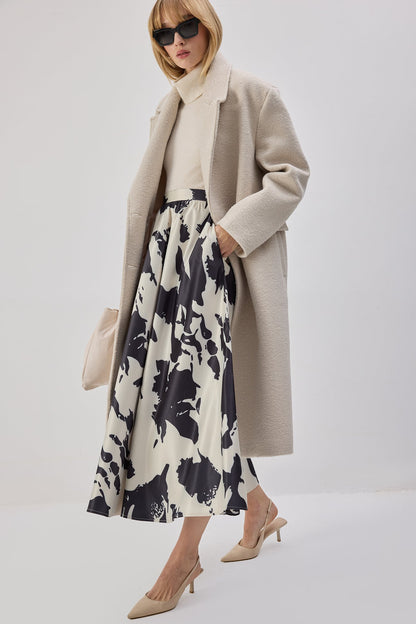 Abstract Monochrome Midi Skirt