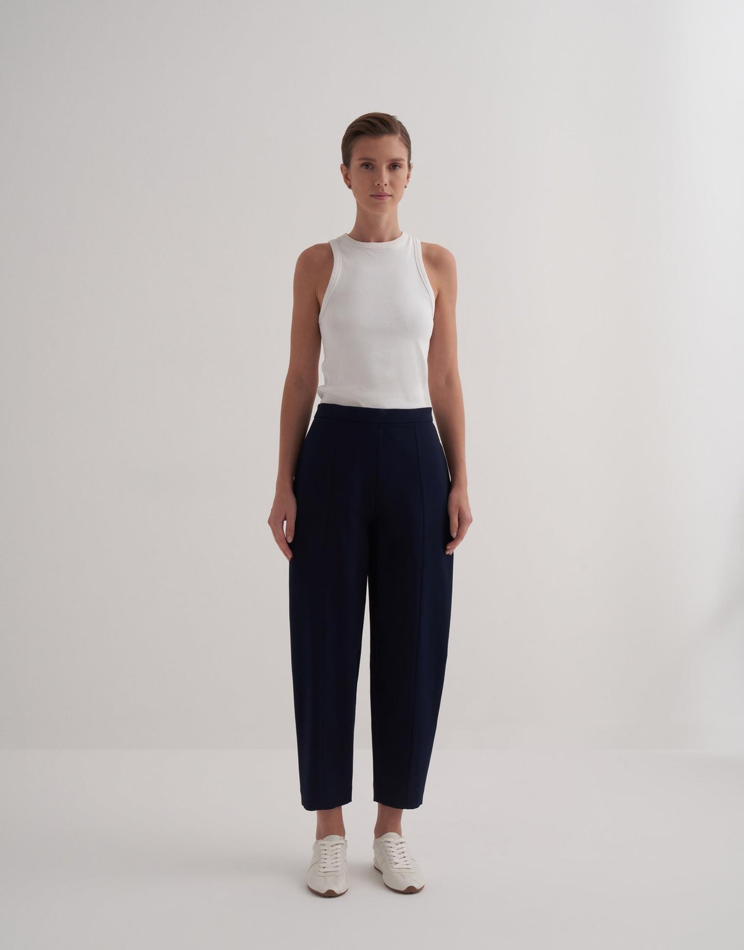 Front Seam Slouchy Trousers Navy Blue