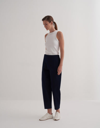 Front Seam Slouchy Trousers Navy Blue