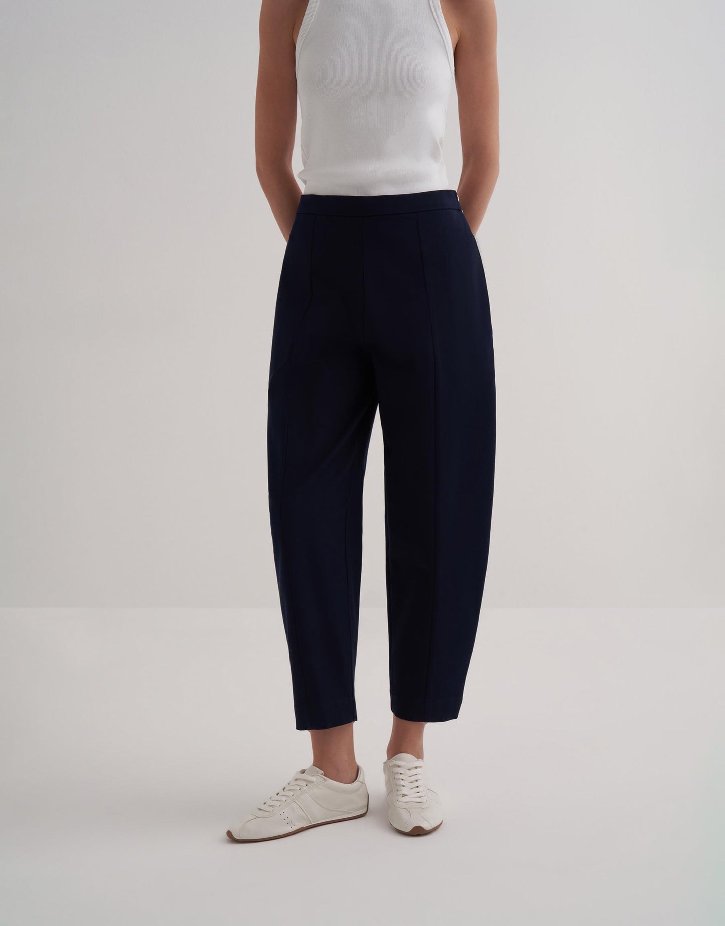 Front Seam Slouchy Trousers Navy Blue